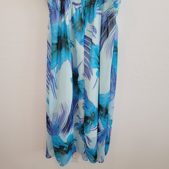 💕 She's Cool Blue Empire Waist Floral Maxi Dress XL - Picture 11 of 15